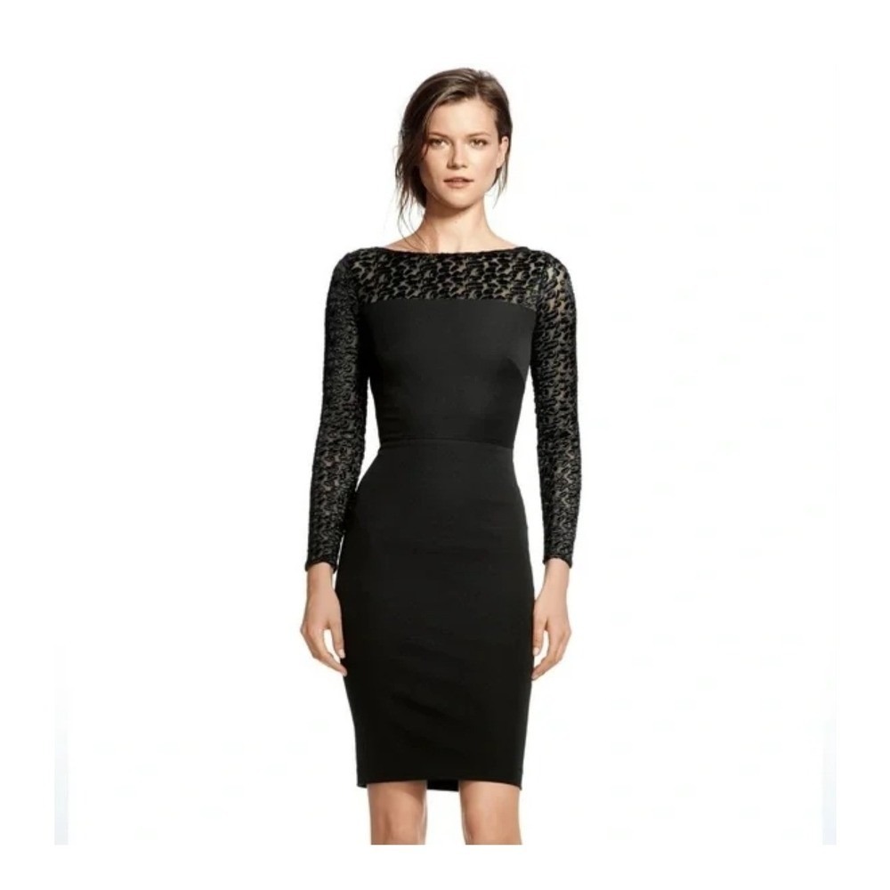 Banana Republic Roland Mouret Dress Womens 6 Black Lace Sheath Long Sleeve